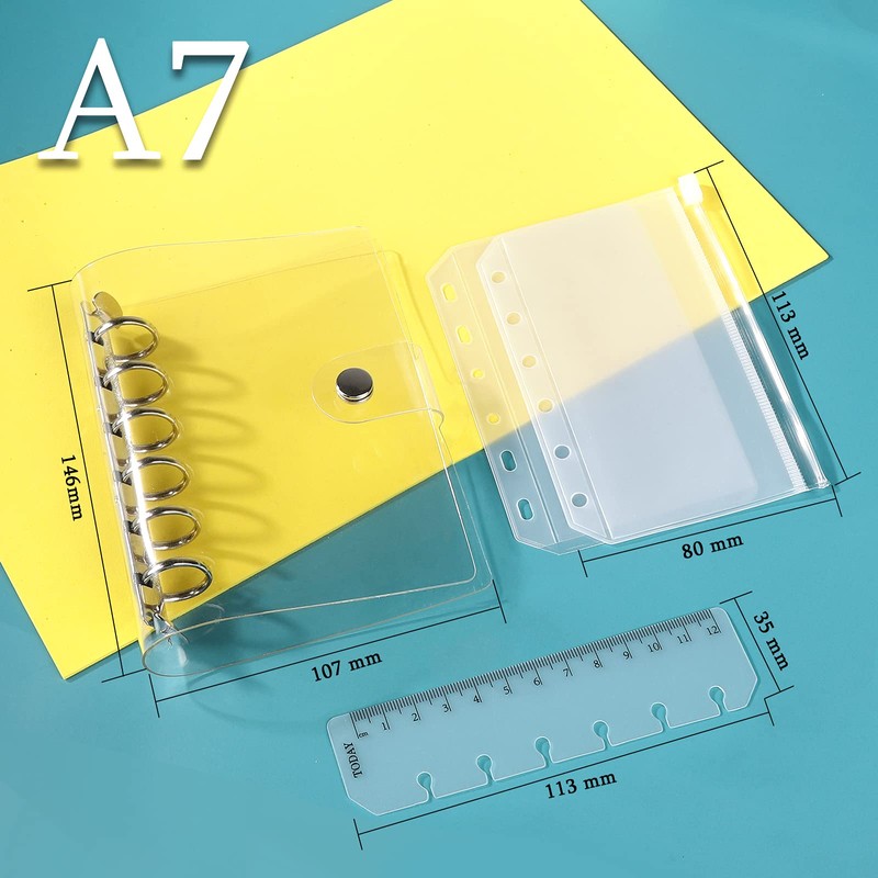 Leobro A7 Transparent Binder, Mini 6 Hole Notebook, Pocket Size,