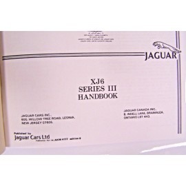 Jaguar XJ6 Series 3 Owners Manual  XJ6 Series III new original owners handbook