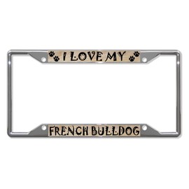 Fastasticdeals French Bulldog Dog License Plate Frame Tag Holder Cover