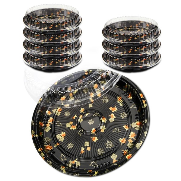 Mbsomnus 8pcs Plastic Buffet Catering Trays Round Sandwich Platter Trays