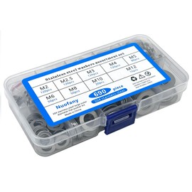 690 Pieces 304 Stainless Steel Flat Washers for Screws Bolts, Fender Washers Assortment Set, Assorted Hardware Lock Metal Washers Kit (9Sizes-M2 M2.5 M3 M4 M5 M6 M8 M10 M12) for Home, Factories