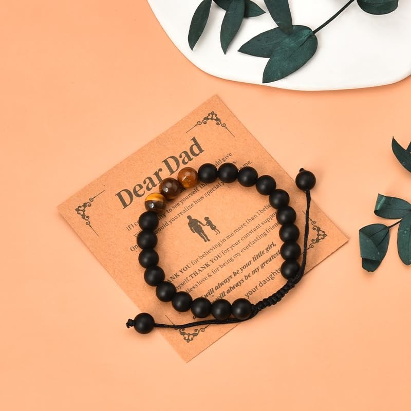 Christmas Bdy Bracelet for Best Dad - Natural Stone Men's