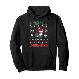 Funny Merry Ugly Christmas Sweater French Bulldog Santa Hat Pullover Hoodie