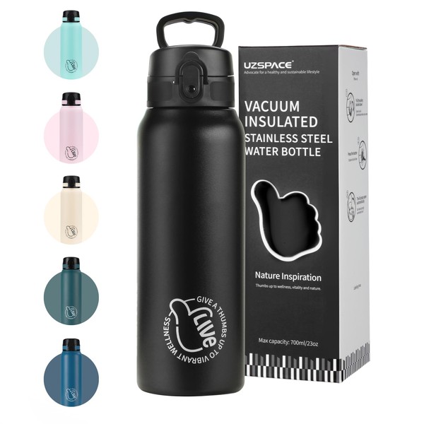 UZSPACE Children's Water Bottle, Stainless Steel, 700 ml, Double-Walled Insulated