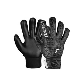 Reusch Attrakt Starter Solid Finger Support Junior Goalkeeper Gloves for Children for All Pitch Surfaces, 8, Black
