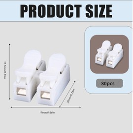 80 Pcs Electrical Connectors Block, Electrical Wire Connectors Push Fit, Electric Connectors for Wiring, Electric Cable Connector Clamp Terminal Block Quick Terminals Connector Block (White)