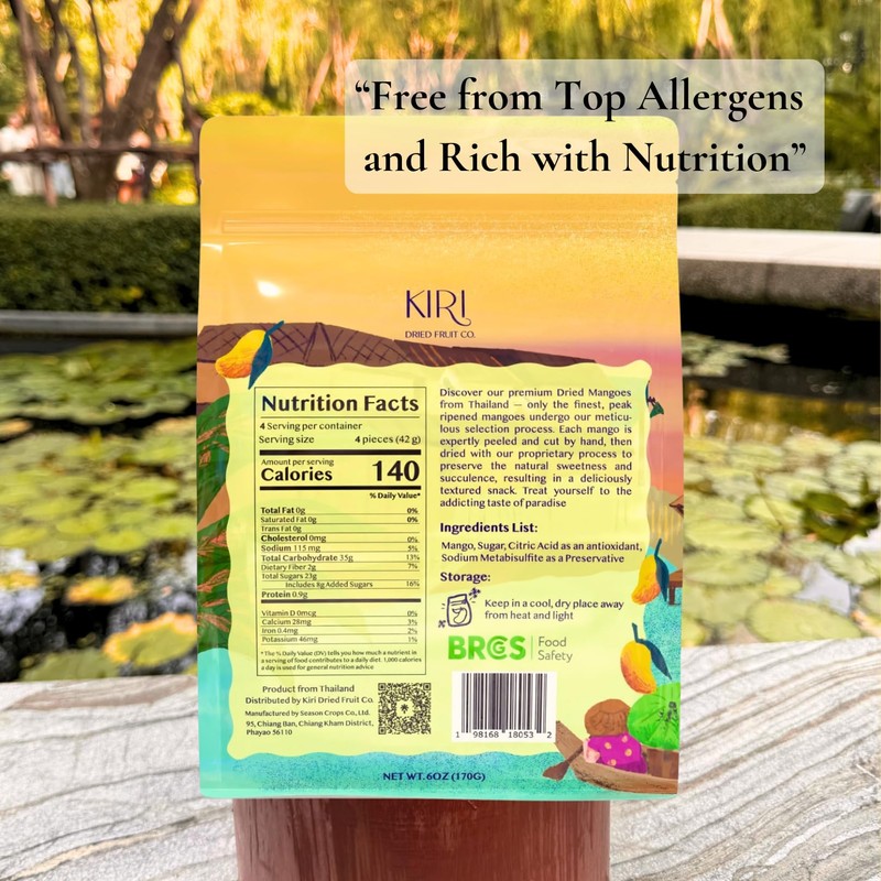 KIRI Premium Dried Mango from Thailand (2 Packs), Soft &