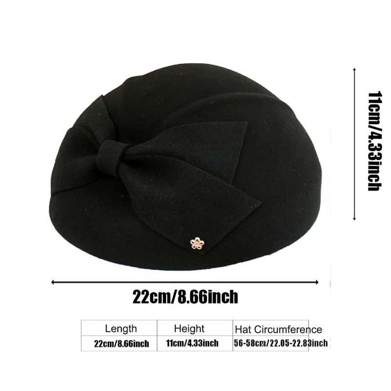HIMESPORT Wool Felt Bowknot Elegant Fedora Hats Women Fascinators Pillbox