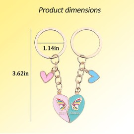 Matching Keychains Best Friends Christmas Gifts for Women Friends Birthday Gifts for Besties Female Best Friend Keychains for 2 Long Distance Friendship Gifts for Girls Women Keychain Cute Keepsake