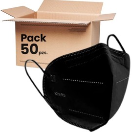 Pack de 50 Cubrebocas KN95 Negro | Variedad de Colores | Cubre Bocas Protección Alta Eficiencia | Face Mask Ajuste Cómodo y Seguro | Ideal para Uso Diario