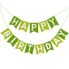 jijAcraft Green Happy Birthday Banner, Pre-Strung Birthday Party Banner, Happy Birthday Sign, Birthday Hanging Decoration for Kids, Boys, Girls, Birthday Party Supplies (Green)