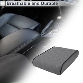 X AUTOHAUX Car Center Console Cover Car Armrest Cover 12.6"x8.27"x2.36" Grey Nappa Leather Memory Foam