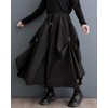 ellazhu Women's Oversized Irregular Drop Crotch Harem Hakama Pleated Drawstring
