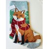 Peking Handicraft Woodsy Winter Forest Fox Hooked Christmas Stocking- Wool