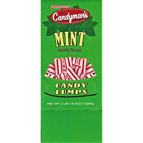 Candyman's Individually Wrapped Hard Candy Naturally Flavored Red & White Mint Lumps, 120 Display Box, 2 LBS