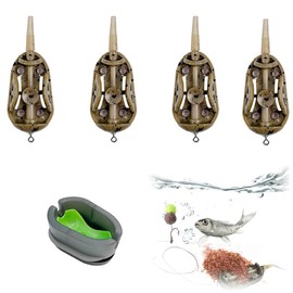 YSBCNK 5 Piece Method Feeders Fishing Carp, Quick Release Feeder Set with Bait Mold, 20g 30g 40g 50g Weights, Durable Plastic Design for Freshwater and Saltwater Fishing