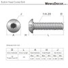 1/4-20 x 3/4" Button Head Socket Cap Screws, Allen Socket