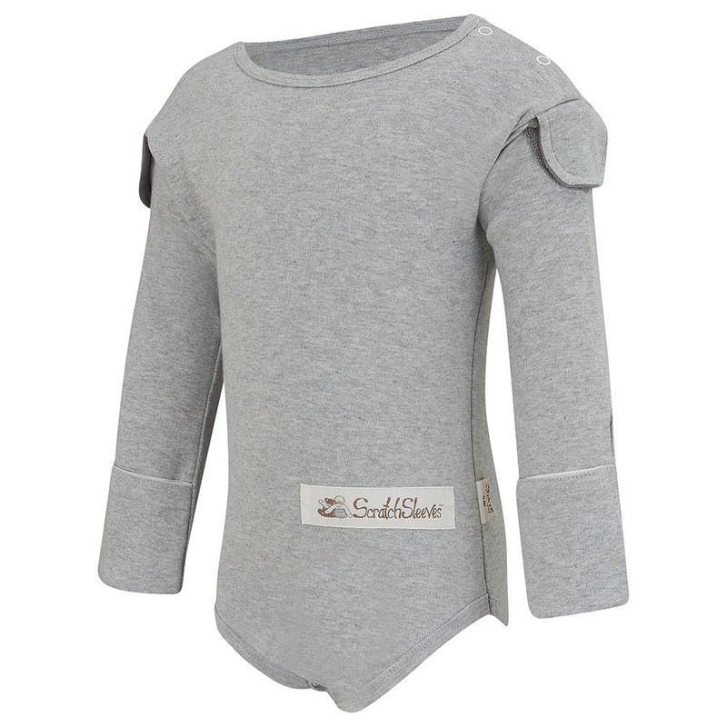 ScratchSleeves | Flip-mitt Bodysuit for Itchy Babies | Grey Marl
