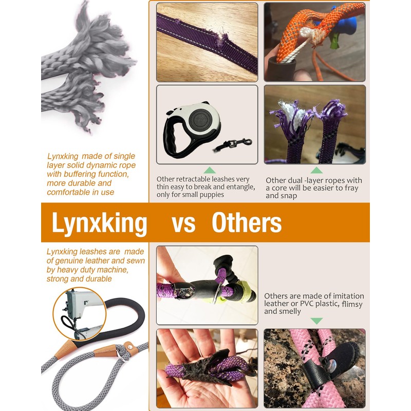 lynxking 5 FT Dog Leash Slip Lead 2 Pack Strong