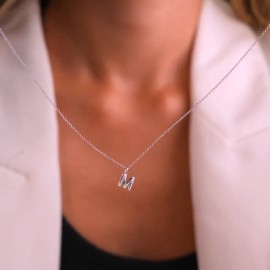 LTB JEWELRY 14K SOLID YELLOW GOLD INITIAL PENDANT OR  NECKLACE, LETTER  M NECKLACE