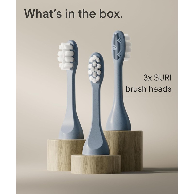 SURI Recyclable Plant-Based, Electric Toothbrush Heads - Built-in Tongue Scraper,
