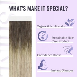 fshine Tape in Extensions Real Human Hair 30g 12 Inch Skin Weft Hair Extensions Balayage Color 2 Brown Fading to 18 Ash Brown and 60 Platinum Blonde Extensions Tape in Hair 20pcs Extensions