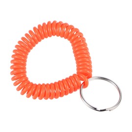 PATIKIL Spiral Keychain, 4 Pack Plastic Wrist Coil Keyring Wristband Stretchable Key Holder Lanyard for Sports Outdoor, Orange