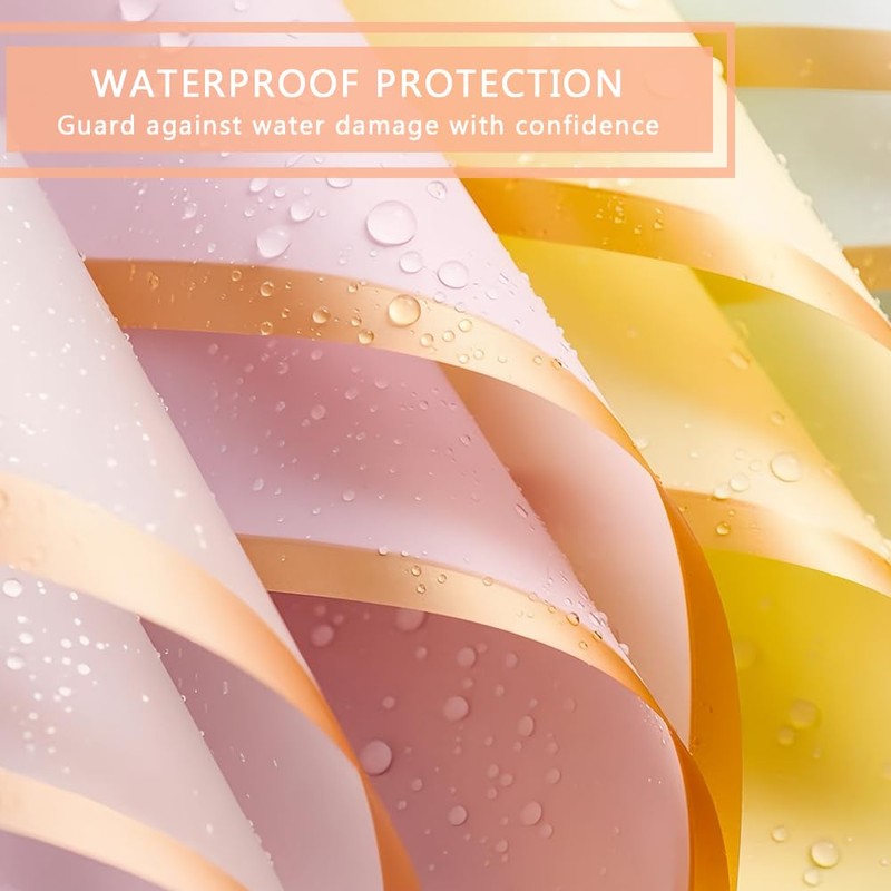 BBJ WRAPS Gold-Edged Floral Wrapping Paper Waterproof Flower Bouquet Packaging