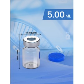 ZWCP 5ml Glass Vials for Injections, Self-Healing Injection Port, Empty Vials for Injections with Sealed Cap (10 Pack)