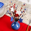 4-Pack Patriotic Floral Stems - Red White Blue Wooden Stars
