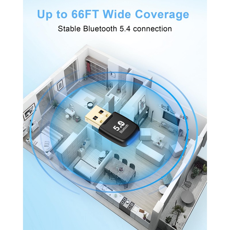 Bluetooth Adapter PC, RENGOGA 5.4 USB Bluetooth Adapter EDR Bluetooth