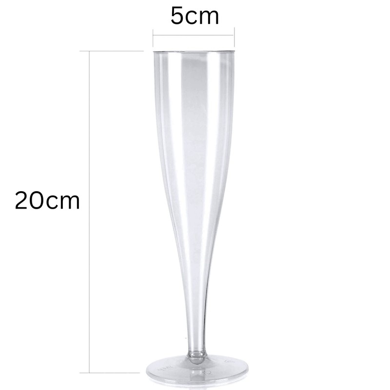 AIOS Use-Reuse-Recycle Plastic Prosecco/Champagne Flutes. Capacity160ml (Pack of 10)