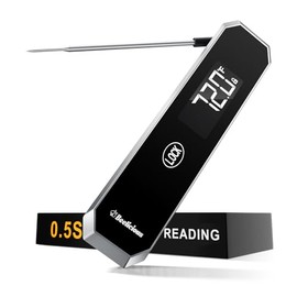 LockView FM151 Meat Thermometer with Temp Lock & Auto-Resume, Multi-Tested 0.5 Sec Instant Read Digital Probe, IP67 Waterproof 18/8 Stainless Steel fo