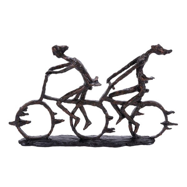 Deco 79 Polystone People Sculpture with Bike, 21" x 3" x 13", Brass