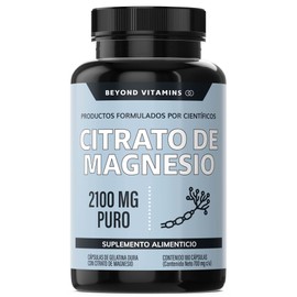 Citrato de Magnesio 2100mg | Citrato de Magnesio Puro sin rellenos| Suplementos formulados por científicos | Suplemento alimenticio de Magnesium Citrate | 180 caps