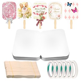 LJLGSZY 50 Set DIY Blank Wedding Fans Kit with Cardstock and Fan Sticks