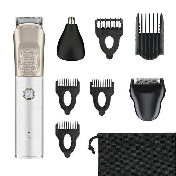 ConairMAN MetalCraft All-in-1 Beard & Ear/Nose Hair Trimmer for Men, Cordless Lithium Ion Powered High Performance Face Trimmer Grooming Kit 7-Piece Set
