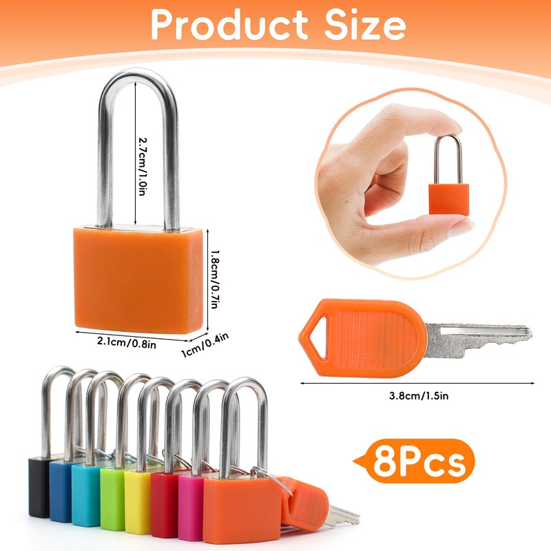 8 Pack Suitcase Locks with Keys, Small Travel Luggage Suitcase