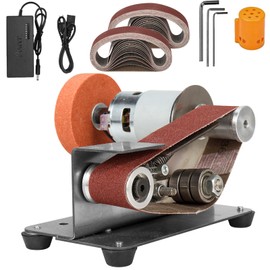 SI FANG Electric Mini Belt-Sander Sanding Machine, 7 Speeds Portable Mini Bench Grinder Knife Sharpener for Metal Working Sharpening Polishing, DIY Grinding Crafts