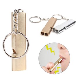 BuxiuGK 4 Piece Emergency Whistle Whistle Keyring Double Tubes Safety Whistles with Lanyard and Keychain for Boating Outdoor Camping Sports Training