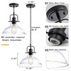 Zlepmlla Glass Pendant Light，Black Pendant Light Fixtures with Seeded Glass