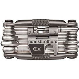 Crank Brothers Multi 19 Tool - Nickel/Bicycle Cycling Cycle Road Mountain Trail Folding Fold Emergency Survival Repair Kit Screwdriver Hex Wrench Multifunction Essential