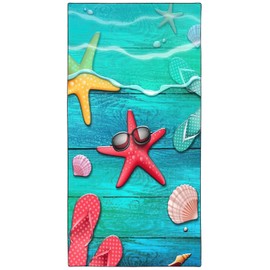 YISUMEI Microfibre Beach Towel XXL Beach Towel Lightweight Beach Towels Quick Drying Boards Slippers Shells Starfish 180 x 90 cm