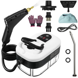 Portable Steam Cleaner, 2500W Pressurized Handheld Steam Cleaner with 1.2L Water Tank, 6 Levels Steam Output, 15s Fast Heating Steamer for Cleaning Home Furniture, Bathroom, Car Detailing (White)