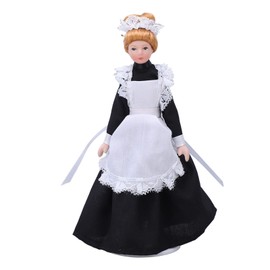 VGEBY Dollhouse Mini Ceramic Doll, Victorian Parlour Maid, High Simulation, Movable Handcrafted DIY Doll House Accessory, 1:12 Scale, for Kids Aged 3 and up