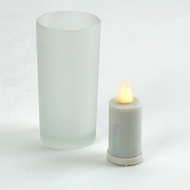led candle 1 Flickering LED Votive CANDLE Frosted Glass Set Xmas Gift Wedding Favor New