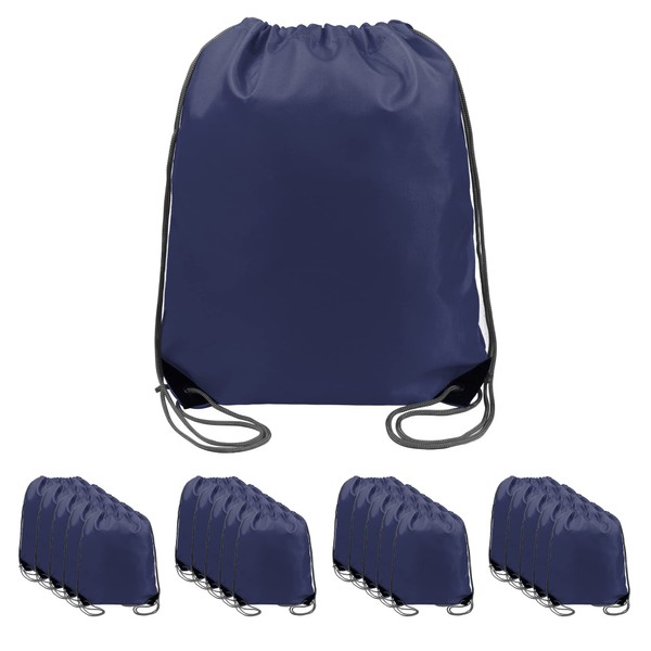 BeeGreen 20 pieces Wholesale Navy Blue Drawstring Backpack Bags Cinch Bags Bulk Heavy Duty String Backpack Machine Washable Sackpack Sport Bags for Men Women