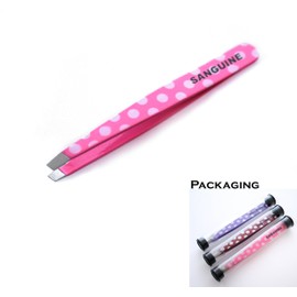 Sanguine Tweezers - Slant Tip - Stainless Steel (Pink-Polka)