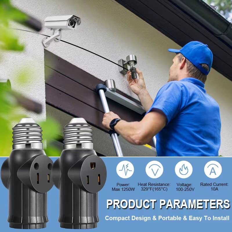 Light Socket to Plug Adapter (3 Pack), Light Bulb Outlet