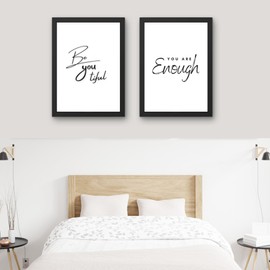 State Media Vision Set of 2 Women's Affirmation Prints – BeYoutiful and You Are Enough – Minimalist Inspirational Home Wall Art - Variety of Sizes (Set 1, A4 Print Only)